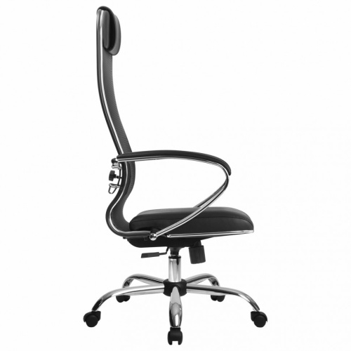 Кресло офисное Metta К-5.1 ткань/сетка/кожа, черное фото 10